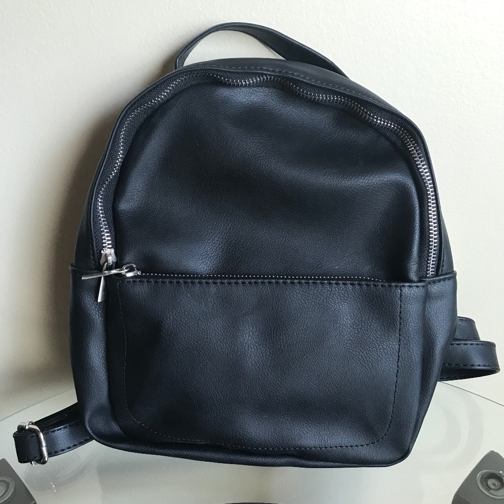 Wild Fable Black Faux Leather Mini Backpack